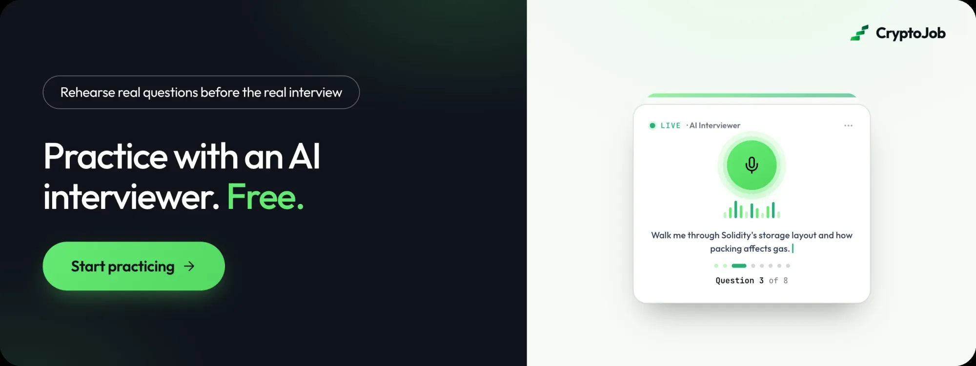 CryptoJob AI interviewer: rehearse real interview questions for free