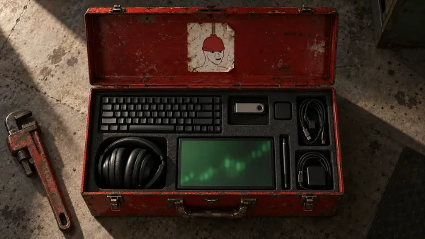 Red toolbox filled with trading gear and a PLUMBER sticker, hero for a memecoin jobs guide